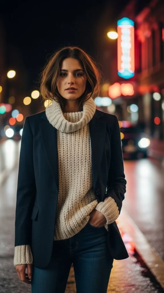 Tailored Blazer with Dark Denim