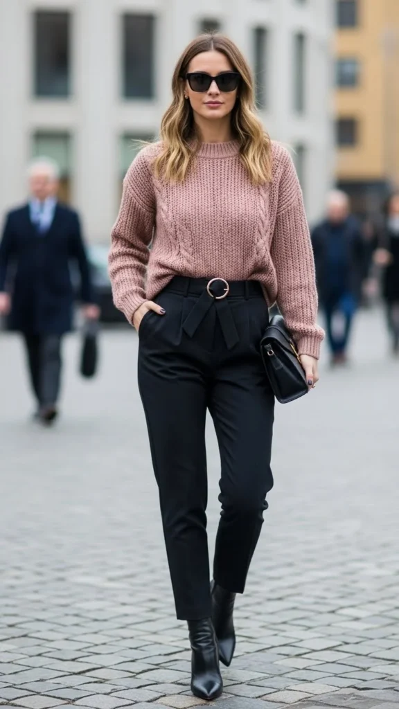 Tailored Trousers With Knit Top