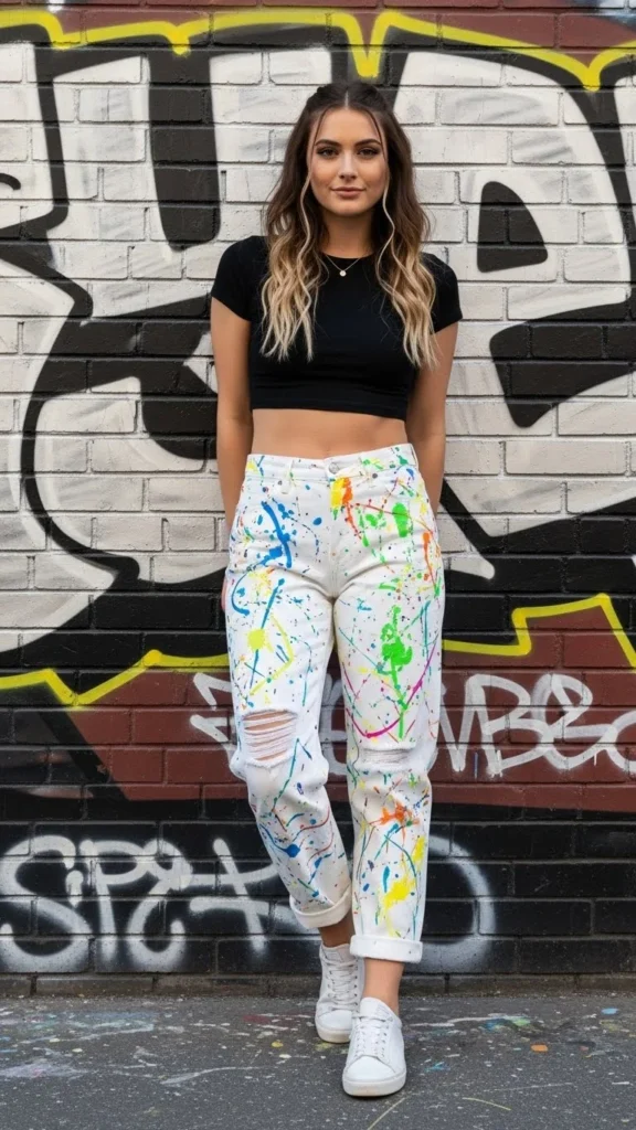 White Jeans With Color Pops