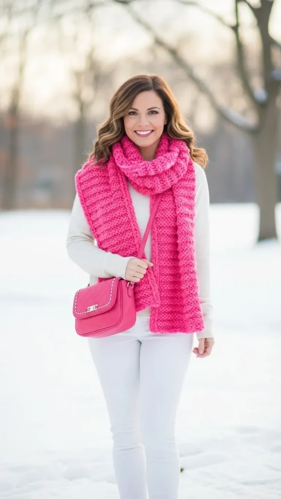 White Jeans with Pink Accessories