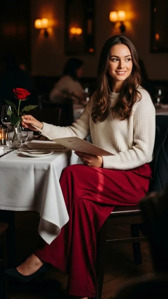 Wide Leg Pants With Soft Knit