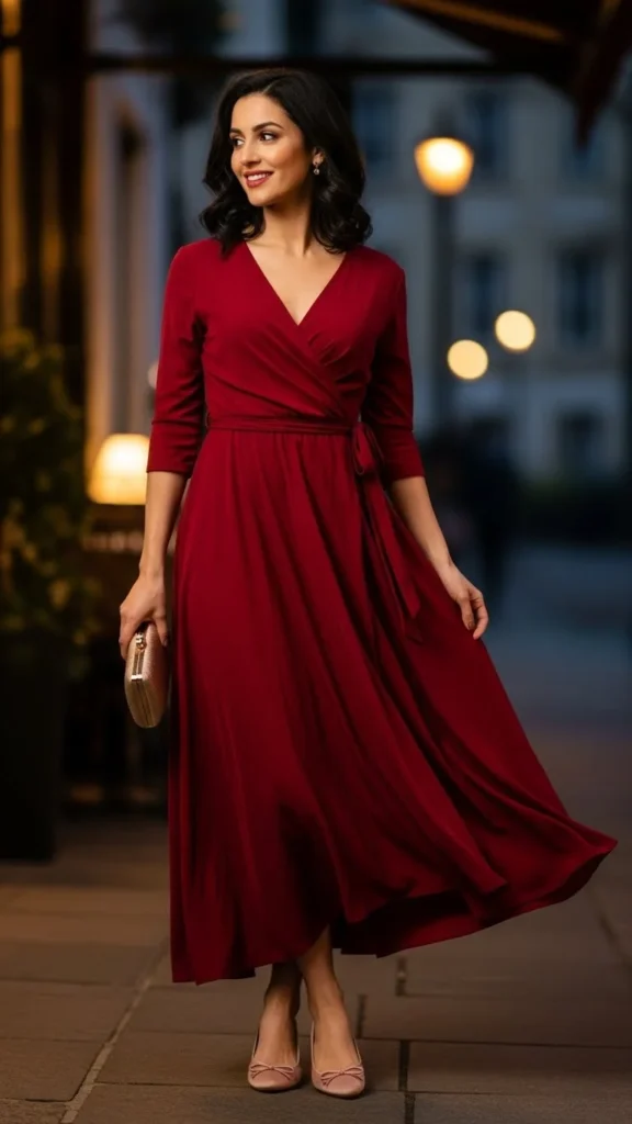 Wrap Dress With Delicate Flats