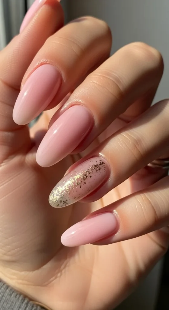 Clean Gloss Nails with One Accent.webp