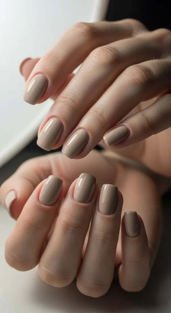 Creamy Taupe Short Nails.webp
