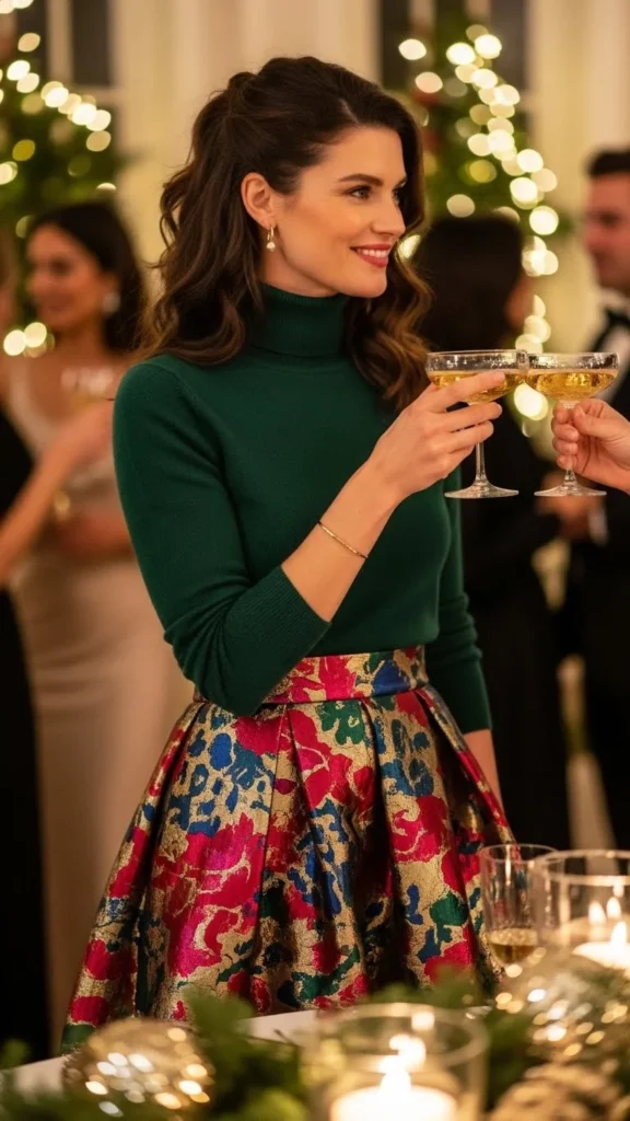 Fitted Turtleneck With Statement Skirt