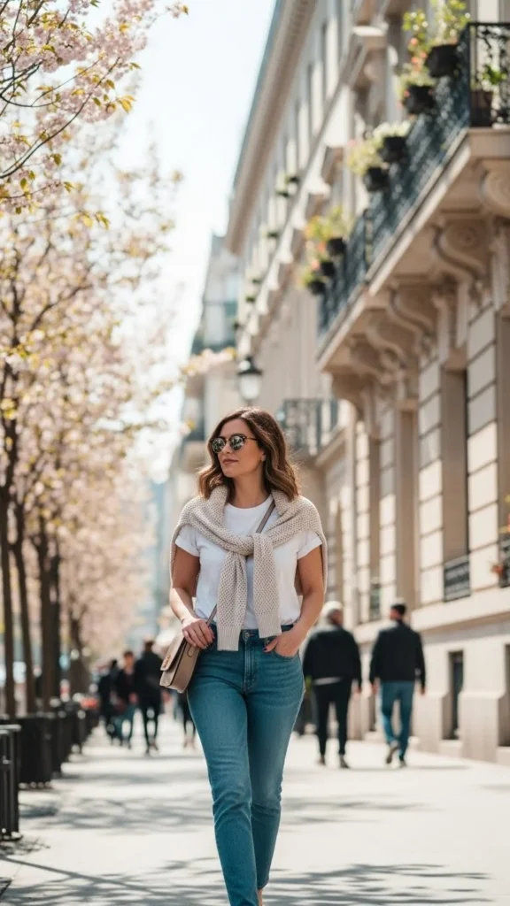 Knit Sweater Draped Over the Shoulders