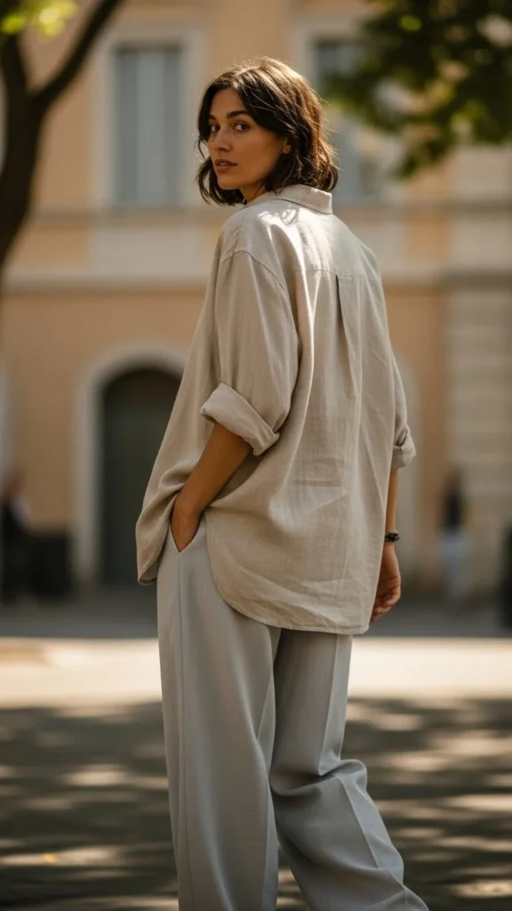 Linen Shirt with Relaxed Trousers