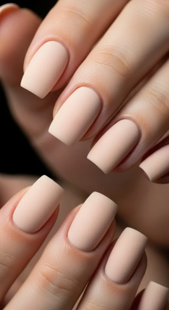 Matte Nude Short Nails.webp