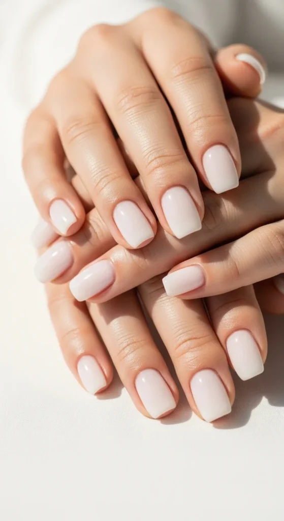 Milky White Short Acrylics.webp