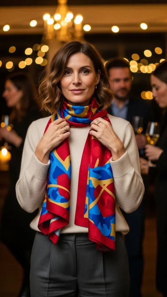 Neutral Outfit With Statement Scarf