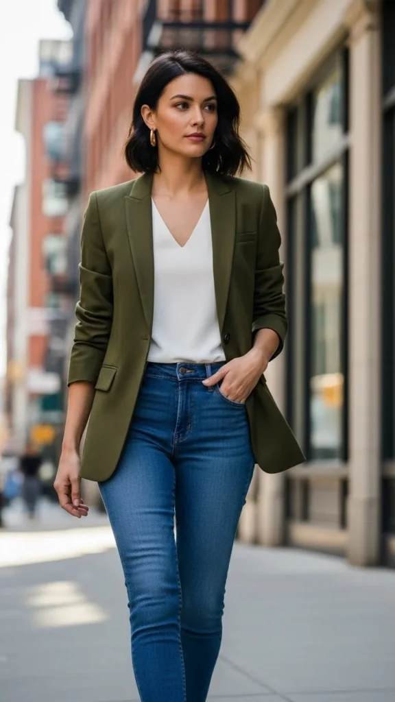 Olive Blazer + Neutral Basics