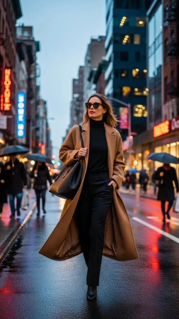 Oversized Coat with All-Black Base