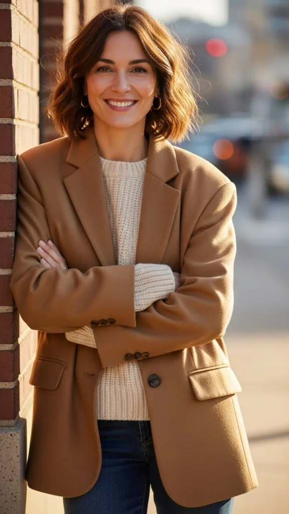 Relaxed Blazer with Knit Layer