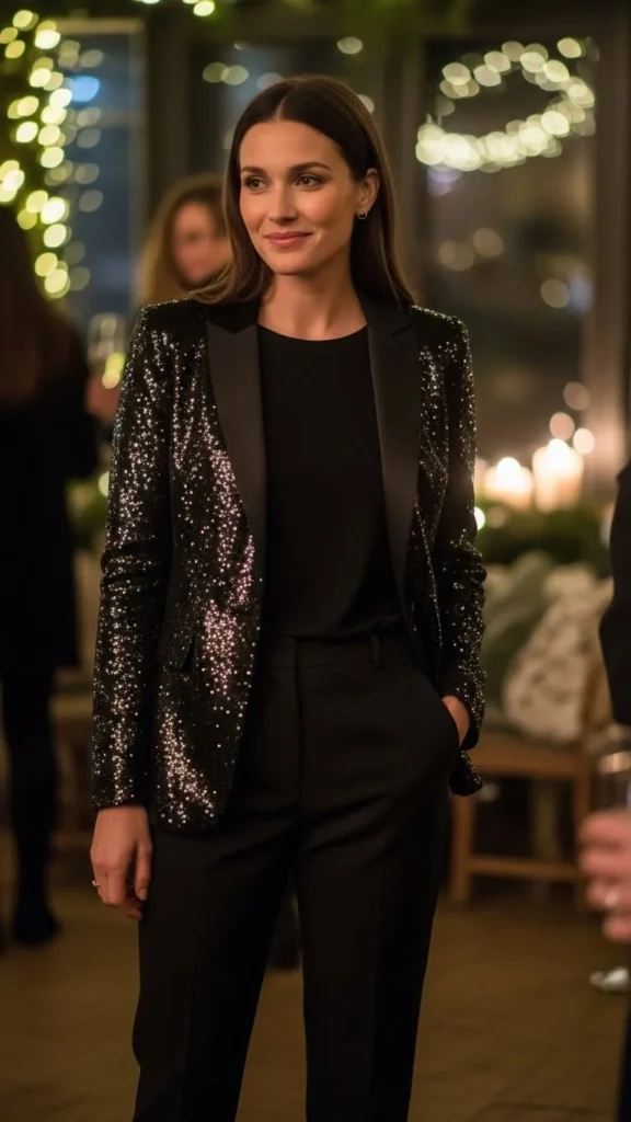 Sequin Blazer With Tailored Pants