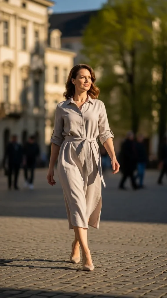 Shirt Dress With a Simple Belt