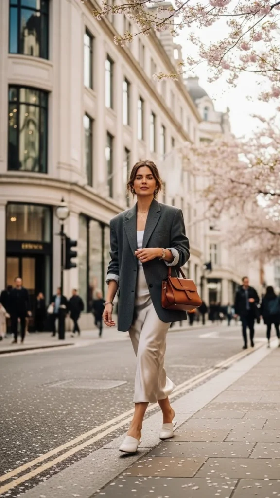 Slip Skirt With an Oversize Blazer