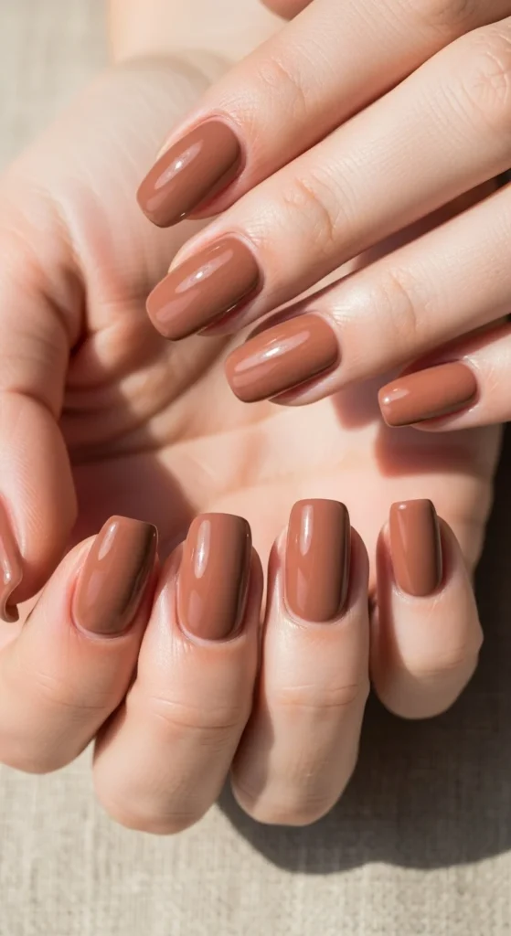 Soft Brown Gloss Nails.webp