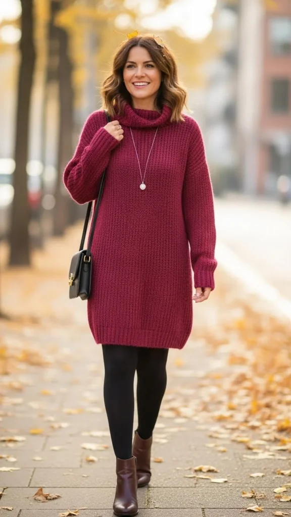 Sweater Dress with Tights
