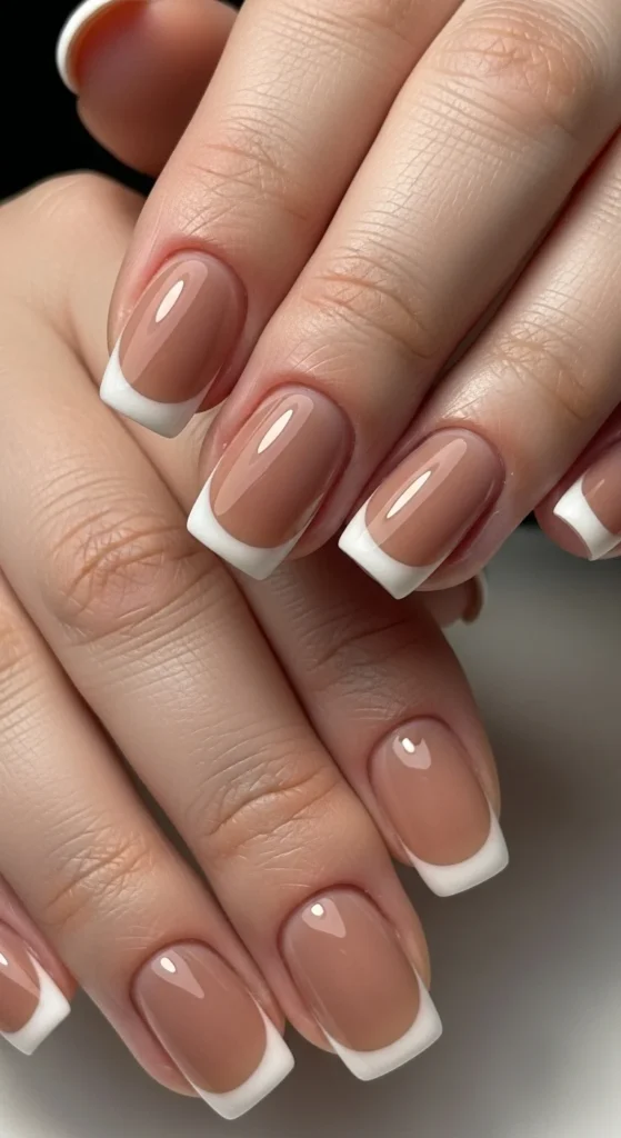 Warm Taupe French Tips .webp