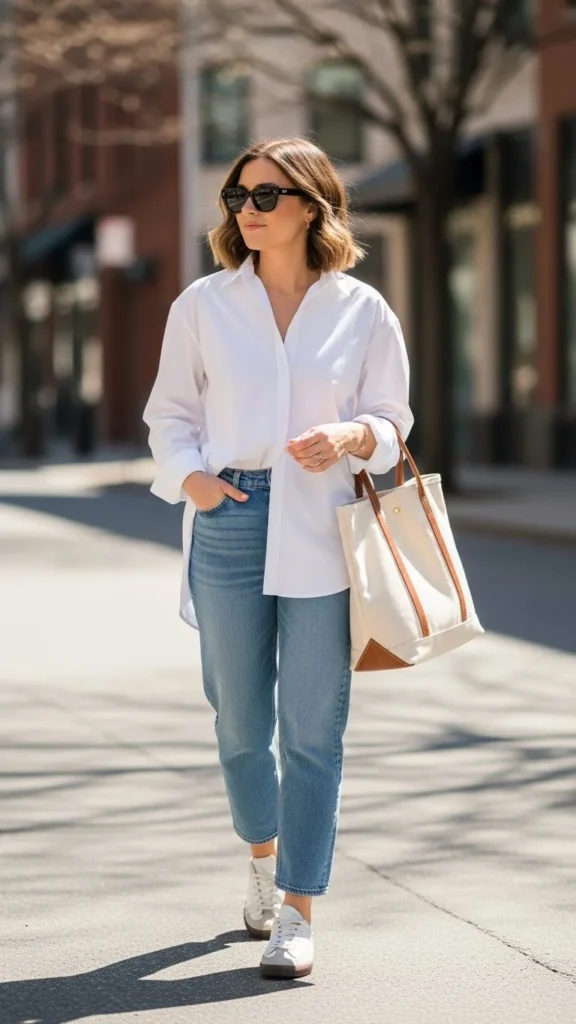 White Shirt And Relaxed Denim