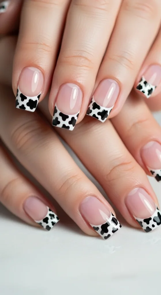 11. Cow Print French Tips.webp