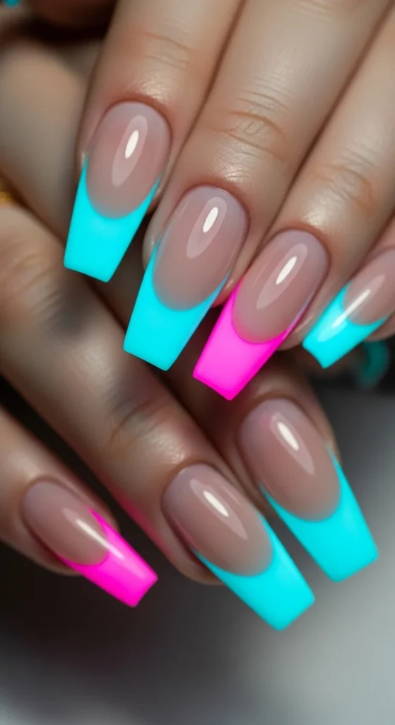 12. Neon V-Tip Coffin Nails.webp