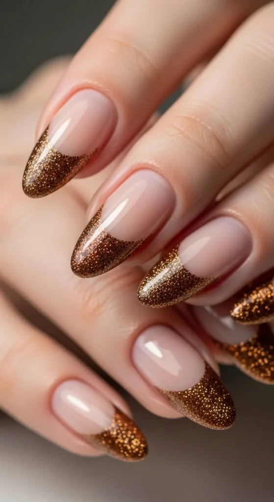 13. Brown Glitter French With Cozy Tone.webp