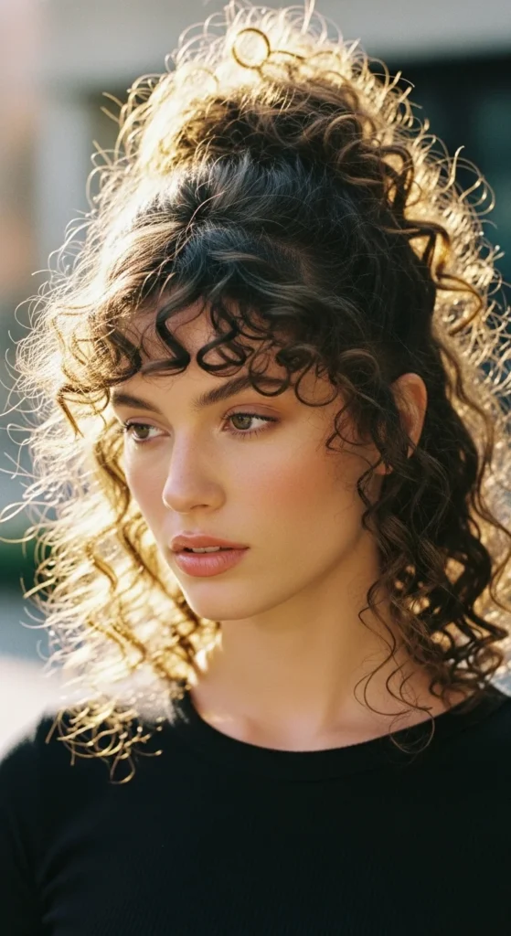 14. Curly Bangs with Top Knot Style.webp