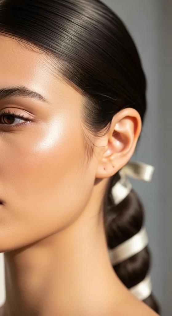 15. Low Ponytail with Ribbon Accent.webp