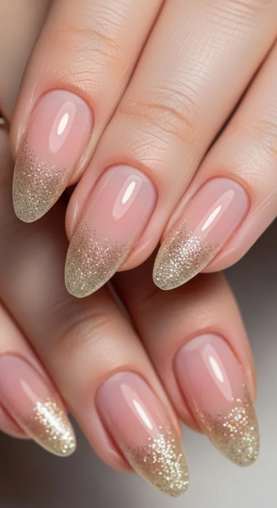 16. Glitter Fade French With Soft Sparkle.webp