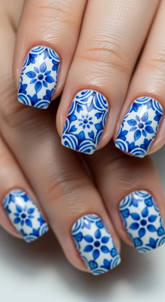 19. Mediterranean Tile Floral Nails.webp