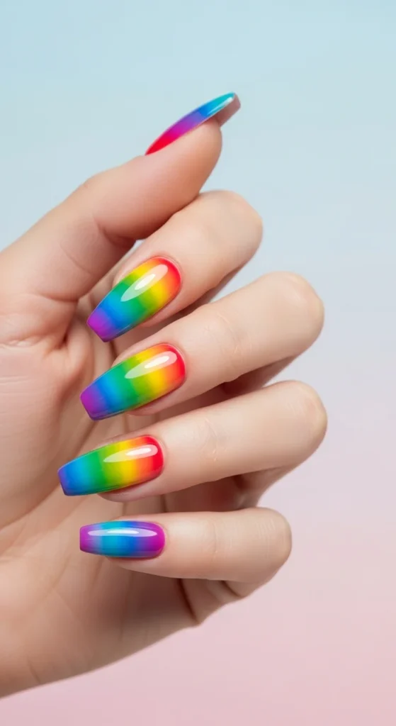2. Rainbow Gradient Coffin Nails.webp
