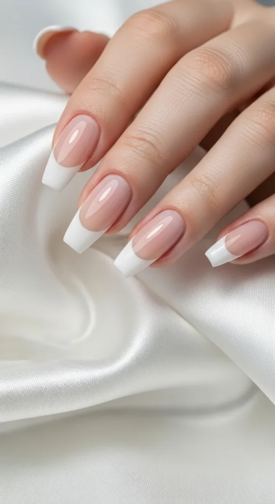 3. Classic White French Coffin Nails.webp
