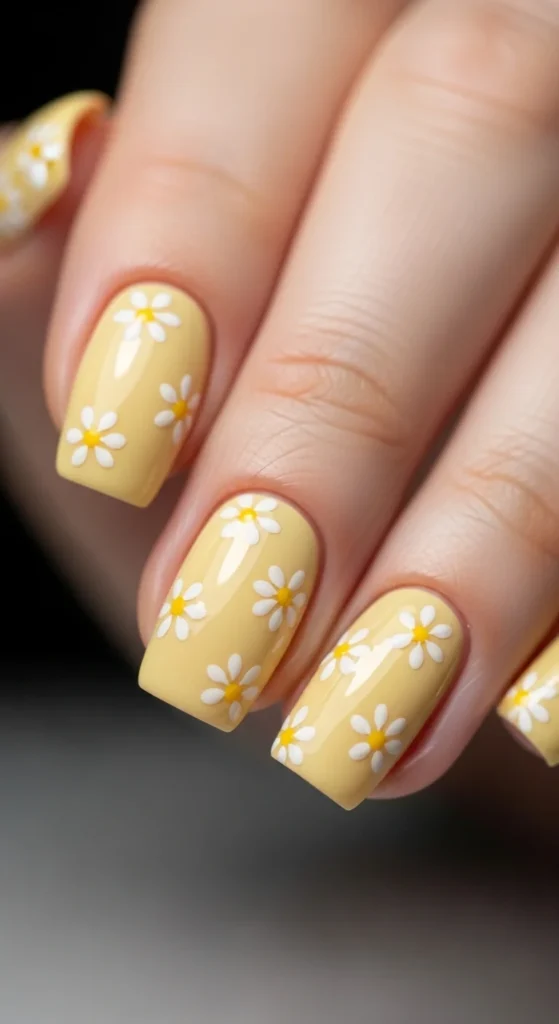 6. Butter Yellow Daisy Nails.webp