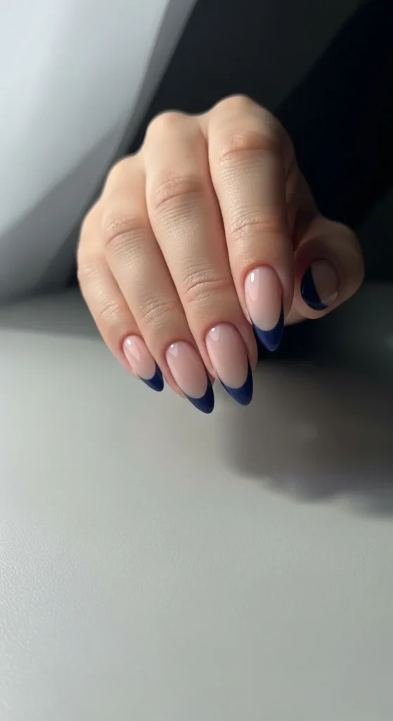 9. Navy Micro French on Almond Shape.webp