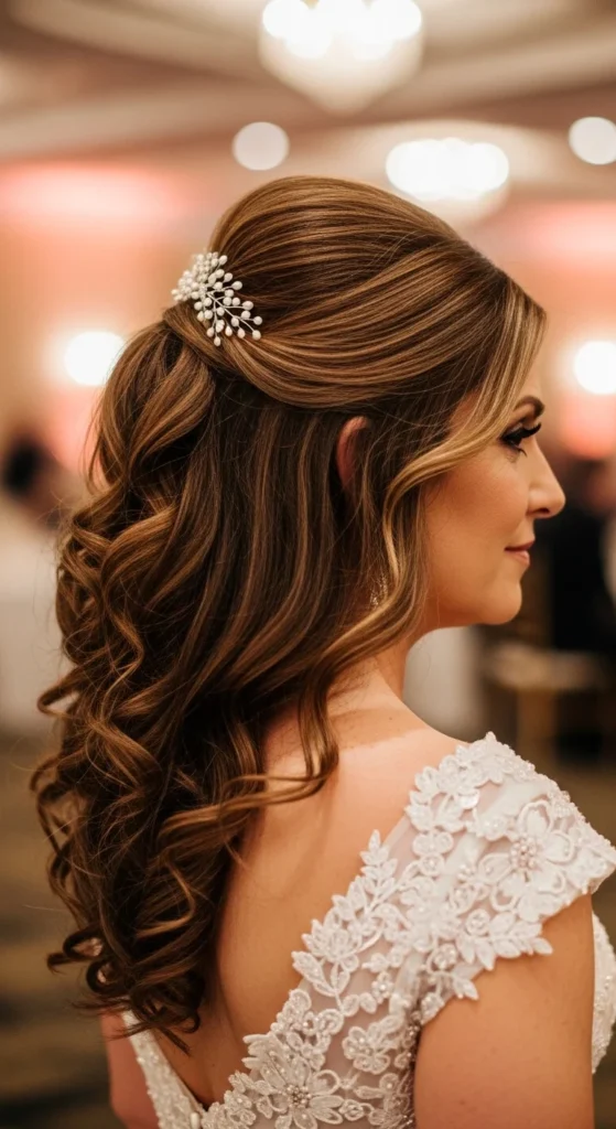 1. Classic Soft Curl Half Up Style.webp