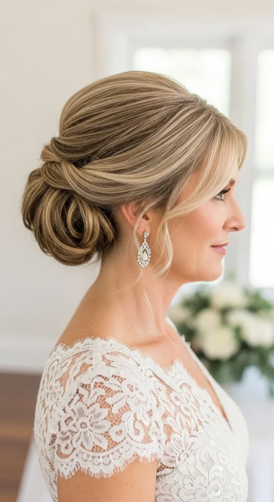 1. Textured Low Bun with Face-Framing Tendrils.webp