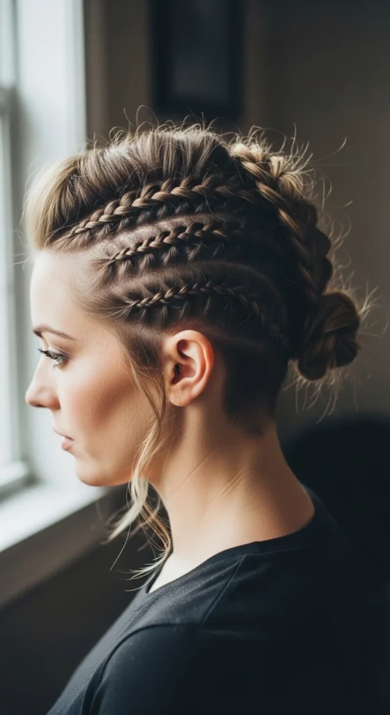 10. Braided Faux Hawk Bun.webp