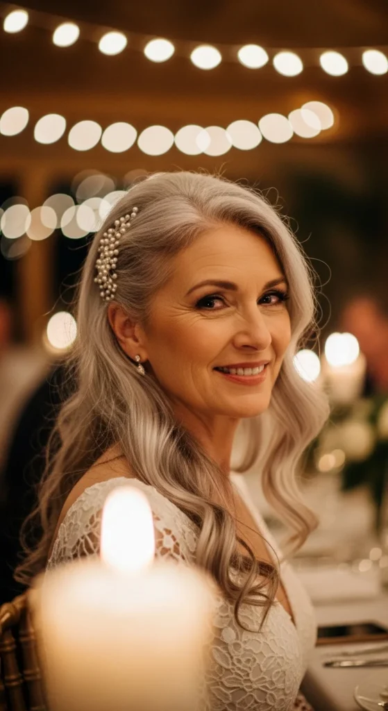 10. Elegant Half Up Style for Silver Hair.webp