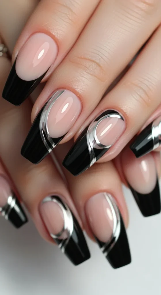 11. Chrome Accented Black French Tips.webp