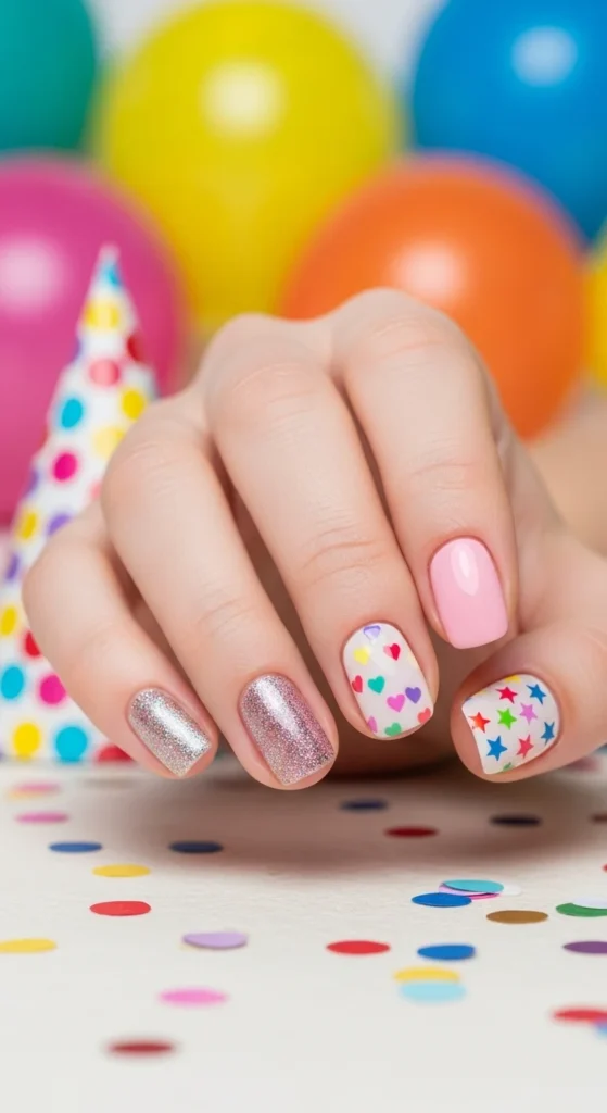 11. Mismatched Birthday Skittle Nails.webp
