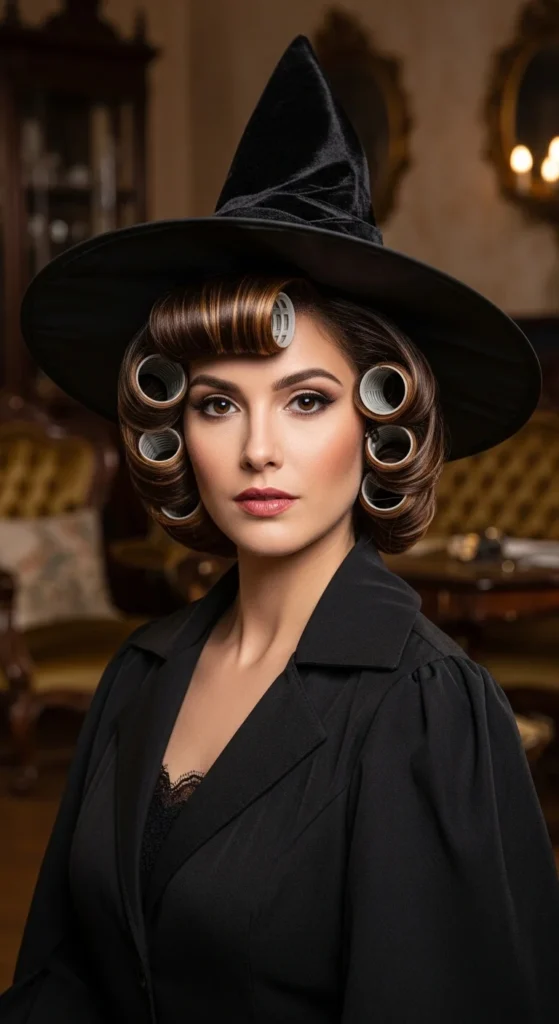 11. Vintage Pin Curls with Structured Hat.webp