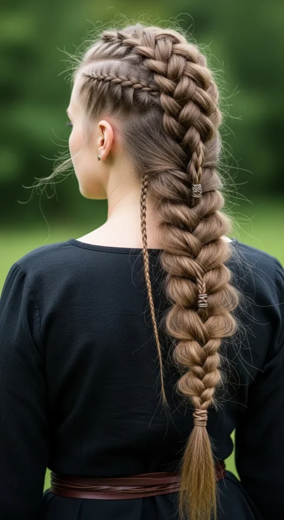 12. Braided Viking Ponytail With Leather Wrap.webp