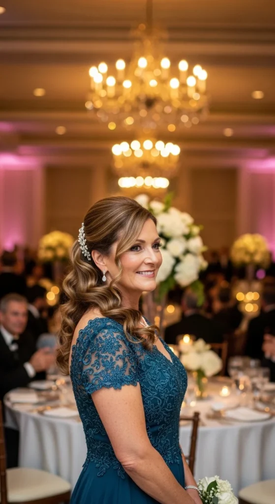 13. Ballroom Wedding Half Up Hairstyle.webp