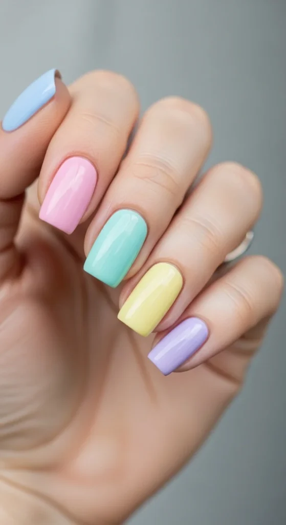 14. Pastel Rainbow Skittles Nails.webp