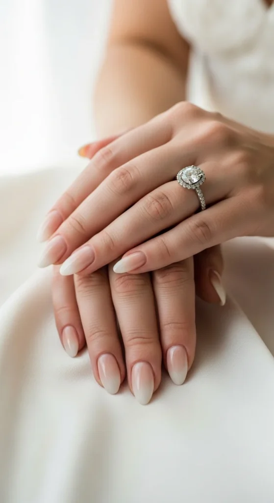 16. Soft Vanilla Ombré Wedding Nails.webp