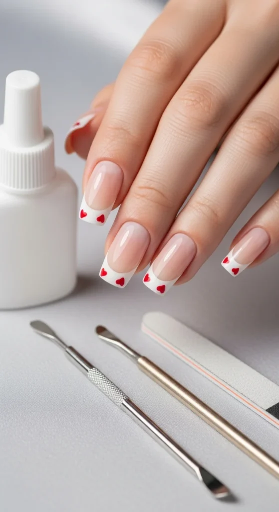 17. Simple Press-On French Heart Nails.webp