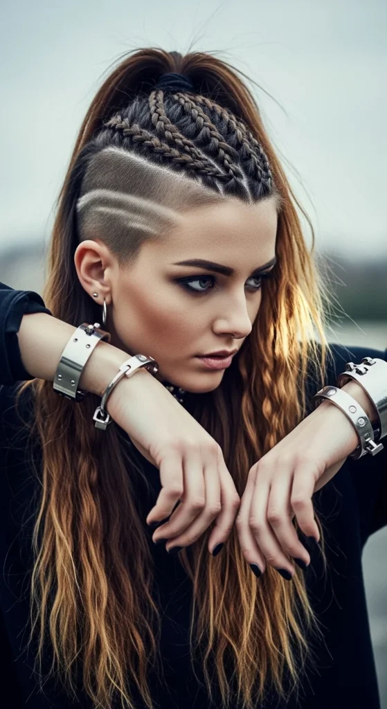 18. Shieldmaiden Undercut Half-Up Braids.webp