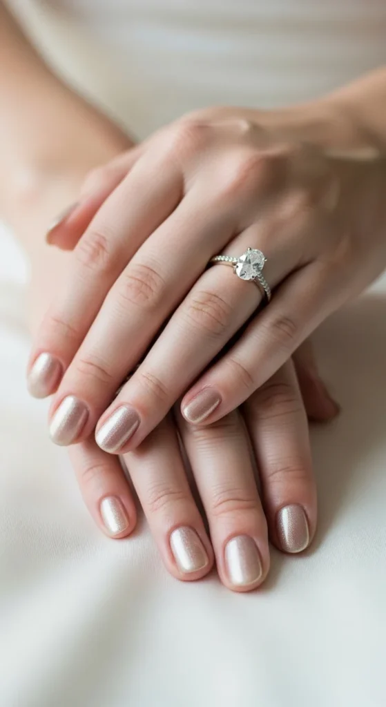19. Champagne Shimmer Wedding Nails.webp