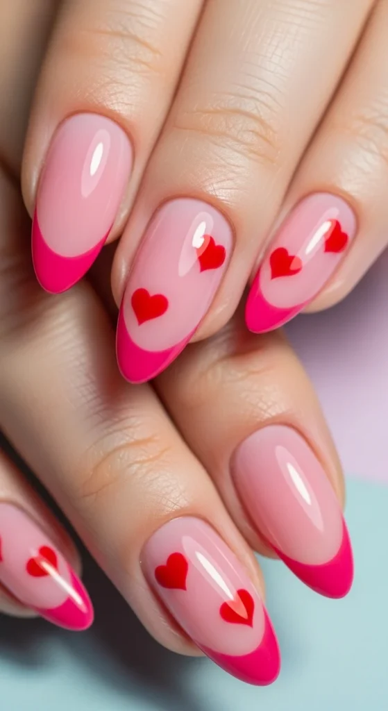 19. Pink French Tips With Double Heart Accent.webp